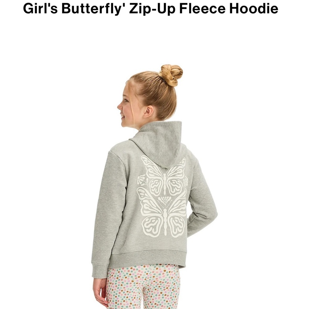 Girl's Butterfly' Zip-Up Fleece Hoodie - Picture 2 of 6